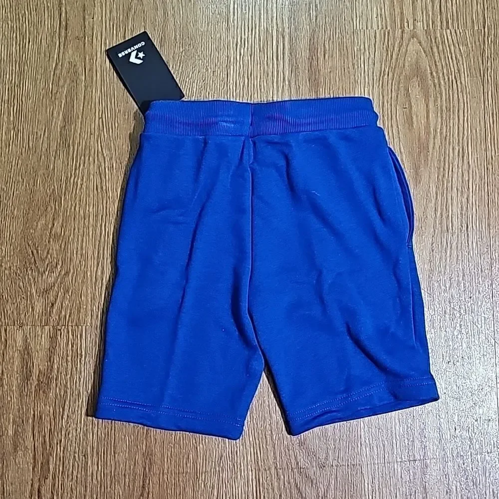Converse All Star Chuck Taylor Logo Shorts Kids Size 7 Blue White French Terry